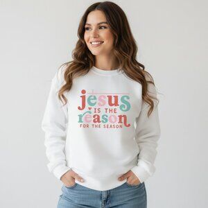 Jesus is the Reason Christmas Crewneck Sweatshirt Holiday Fall Winter Sweater
